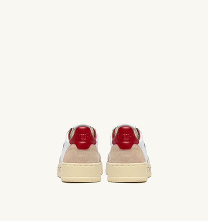 Man MEDALIST LOW SNEAKERS IN WHITE AND RED SUEDE AND LEATHER WITH LETTERING