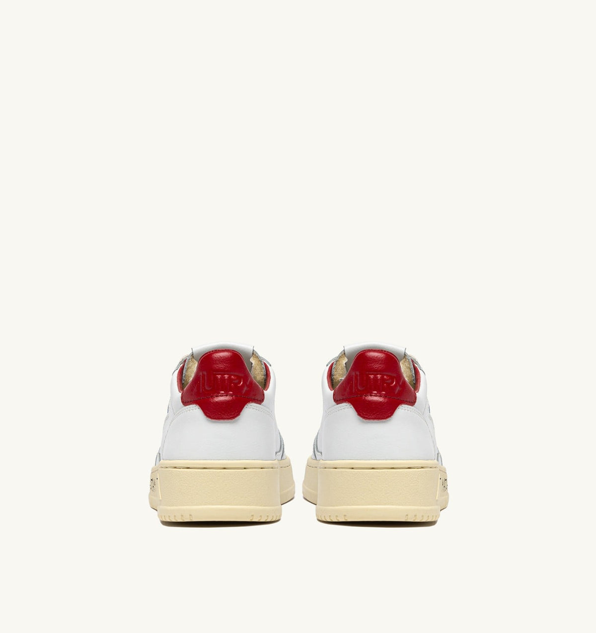 Man MEDALIST LOW SNEAKERS IN WHITE AND RED LEATHER WITH LETTERING