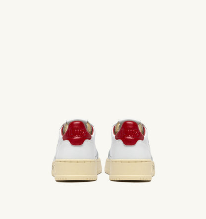 Man MEDALIST LOW SNEAKERS IN WHITE AND RED LEATHER WITH LETTERING