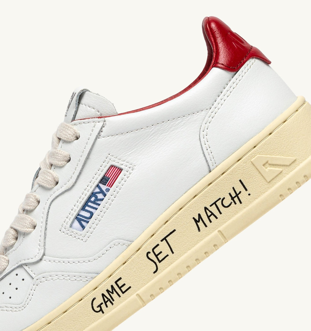 Man MEDALIST LOW SNEAKERS IN WHITE AND RED LEATHER WITH LETTERING