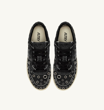 Man MEDALIST LOW SNEAKERS IN BLACK SUEDE WITH STUDS