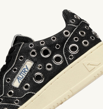 Man MEDALIST LOW SNEAKERS IN BLACK SUEDE WITH STUDS