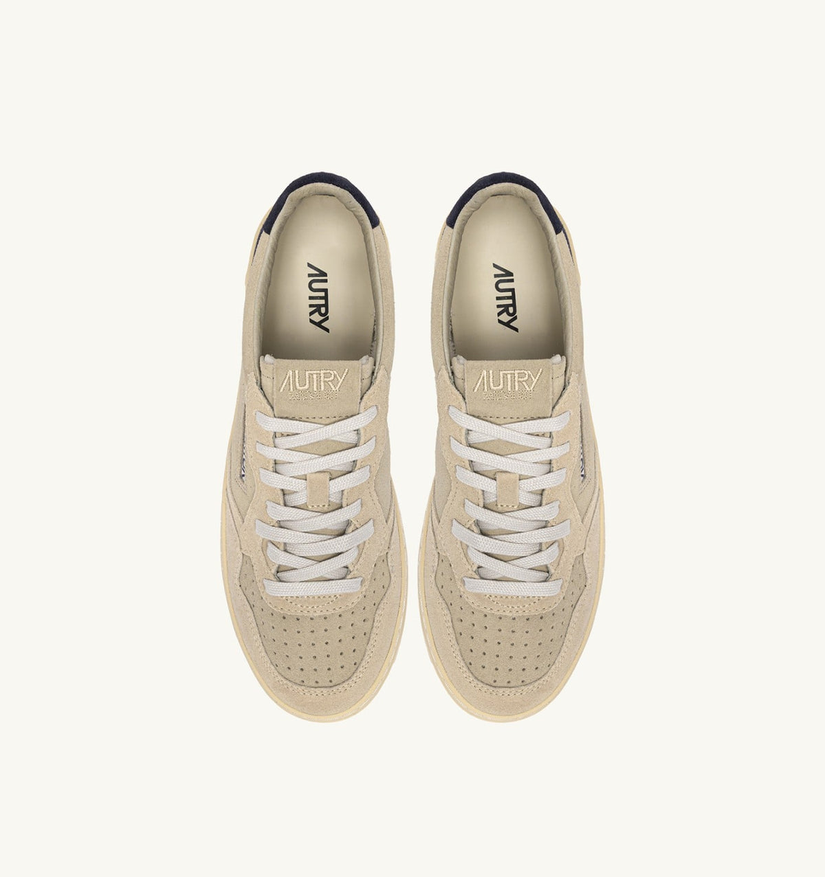 Man MEDALIST LOW TRICOLOR SNEAKERS IN SUEDE COLOR ECRU PAPYRUS AND BLUE SPACE