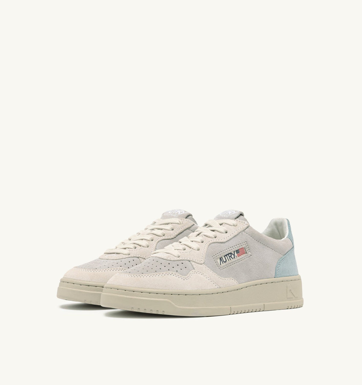 Man MEDALIST LOW TRICOLOR SNEAKERS IN SUEDE COLOR WHITE SKY AND LOFT