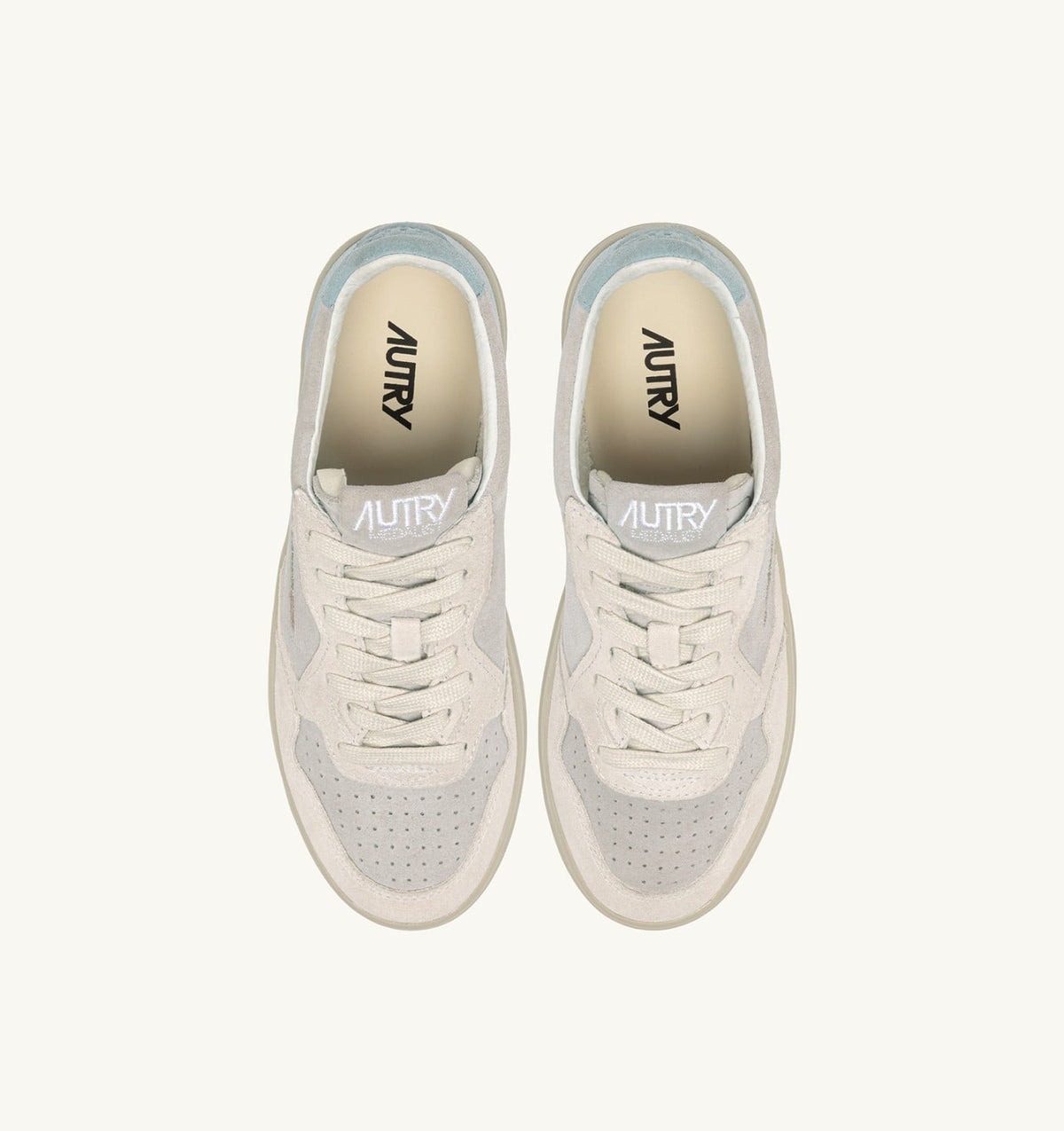 Man MEDALIST LOW TRICOLOR SNEAKERS IN SUEDE COLOR WHITE SKY AND LOFT