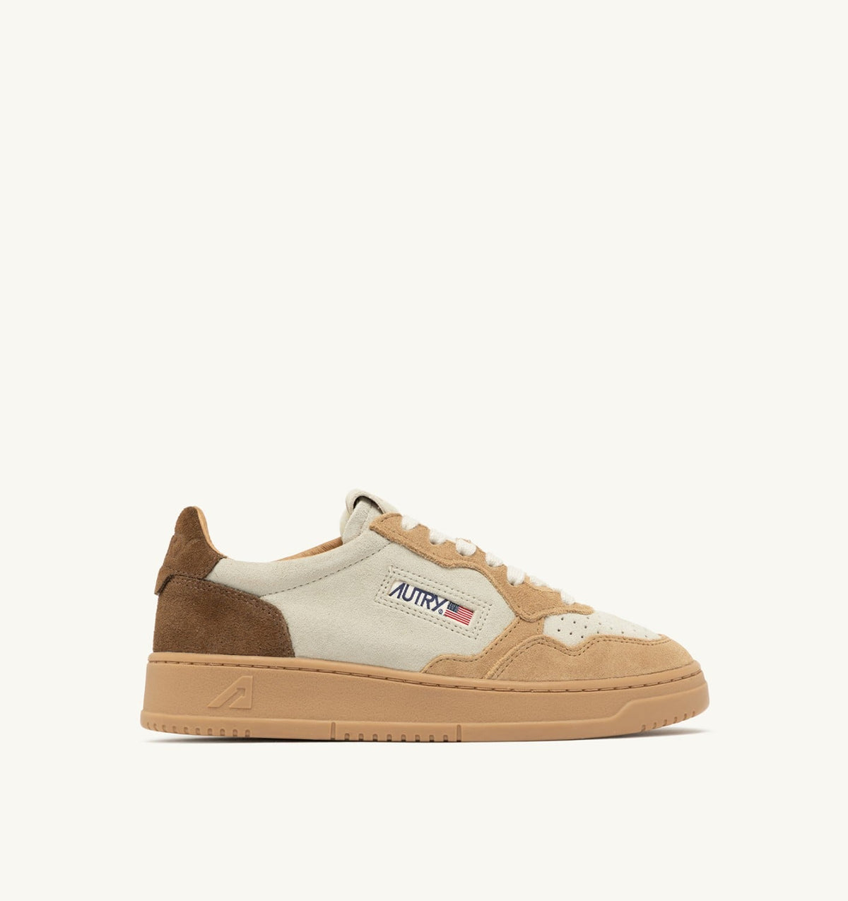 Man MEDALIST LOW TRICOLOR SNEAKERS IN SUEDE COLOR TUNDRA EGG AND PEANUT