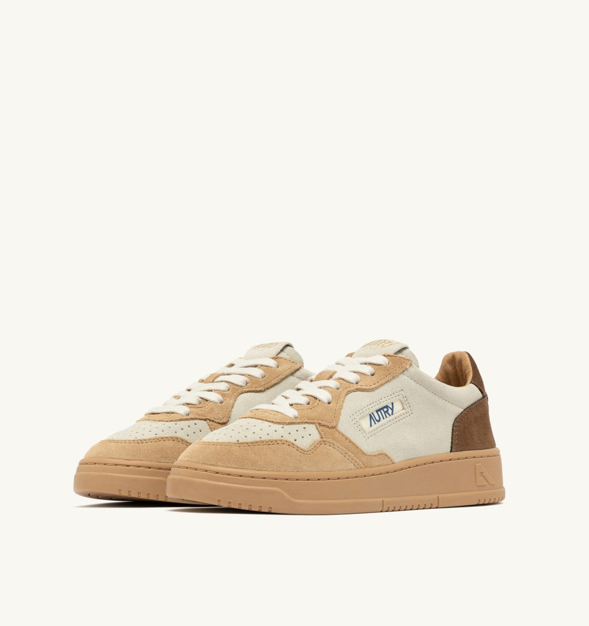 Man MEDALIST LOW TRICOLOR SNEAKERS IN TUNDRA EGG AND PEANUT SUEDE