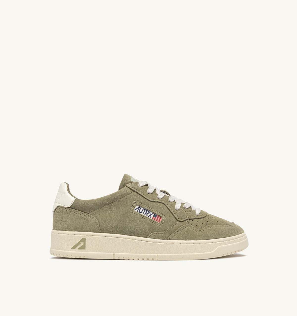 Man MEDALIST LOW SNEAKERS IN GRAY GREEN AND WHITE SUEDE