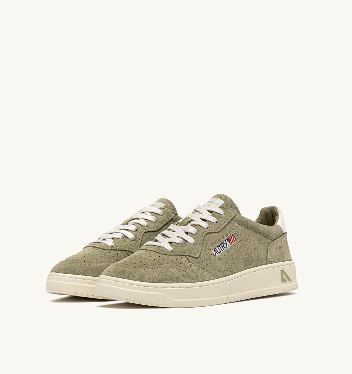 Man MEDALIST LOW SNEAKERS IN GRAY GREEN AND WHITE SUEDE