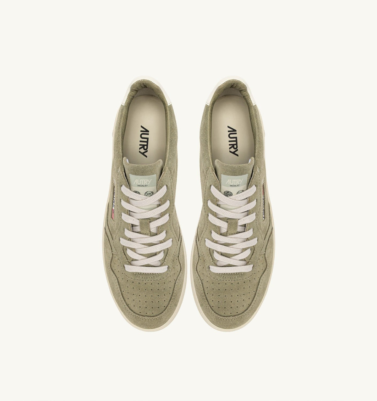Man MEDALIST LOW SNEAKERS IN GRAY GREEN AND WHITE SUEDE
