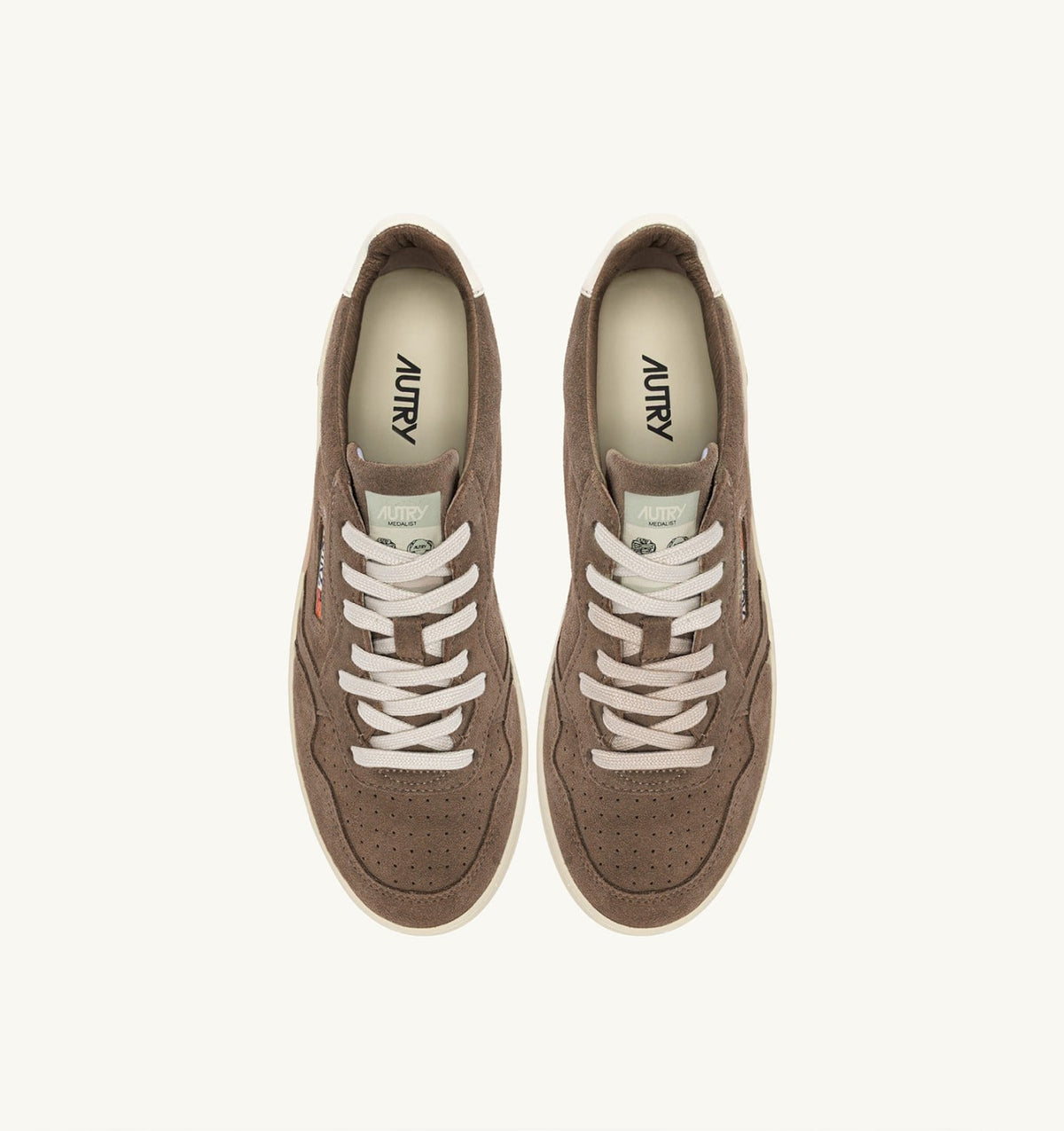 Man MEDALIST LOW SNEAKERS IN CIGAR AND WHITE SUEDE