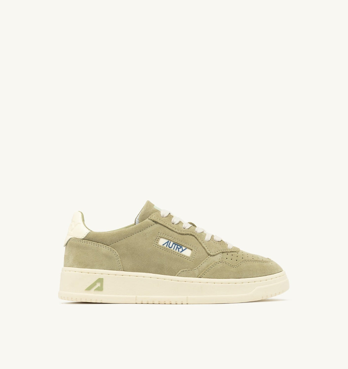 Man MEDALIST LOW SNEAKERS IN GRAY GREEN AND WHITE SUEDE