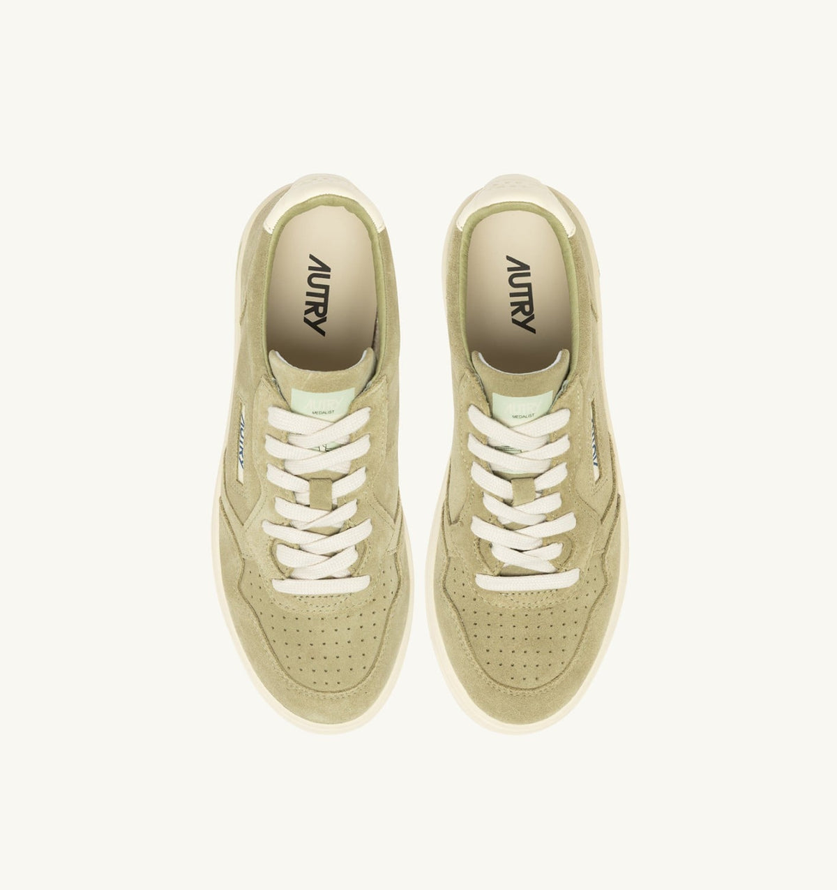 Man MEDALIST LOW SNEAKERS IN GRAY GREEN AND WHITE SUEDE