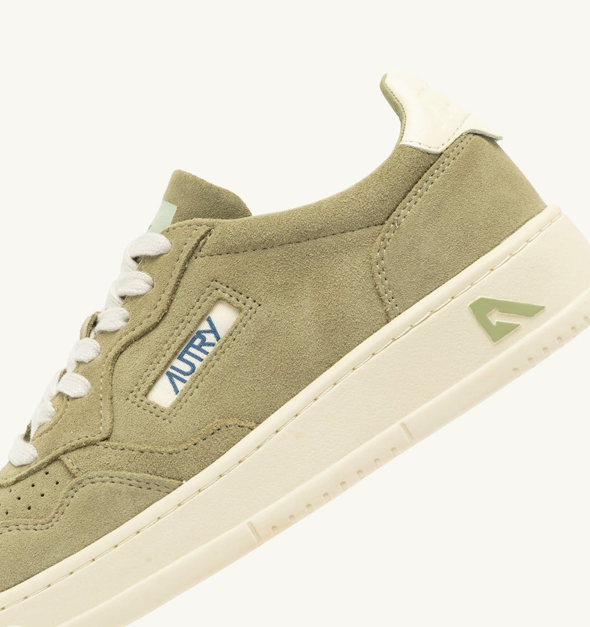 Man MEDALIST LOW SNEAKERS IN GRAY GREEN AND WHITE SUEDE