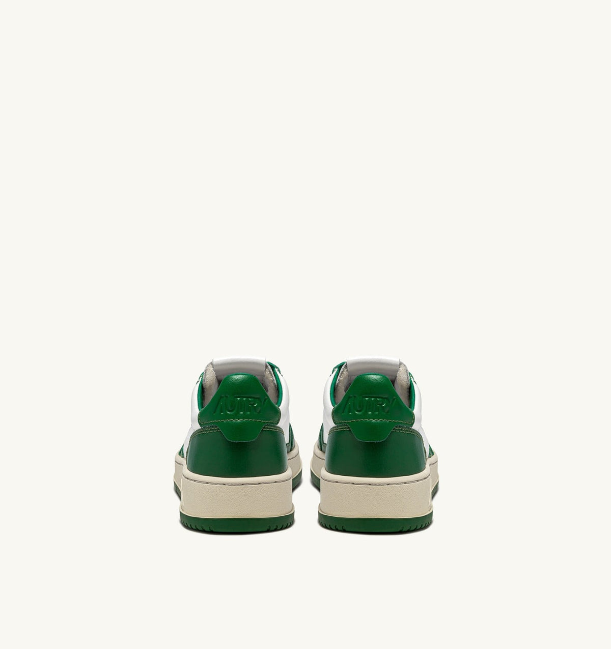 Man MEDALIST LOW BICOLOR SNEAKERS IN WHITE AND GREEN LEATHER