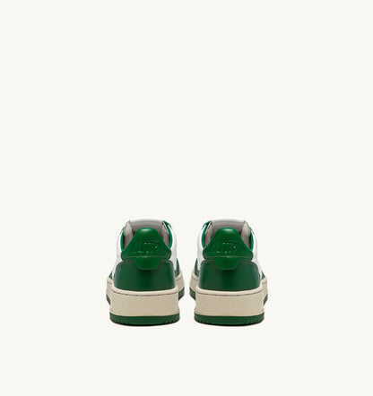 Man MEDALIST LOW BICOLOR SNEAKERS IN WHITE AND GREEN LEATHER