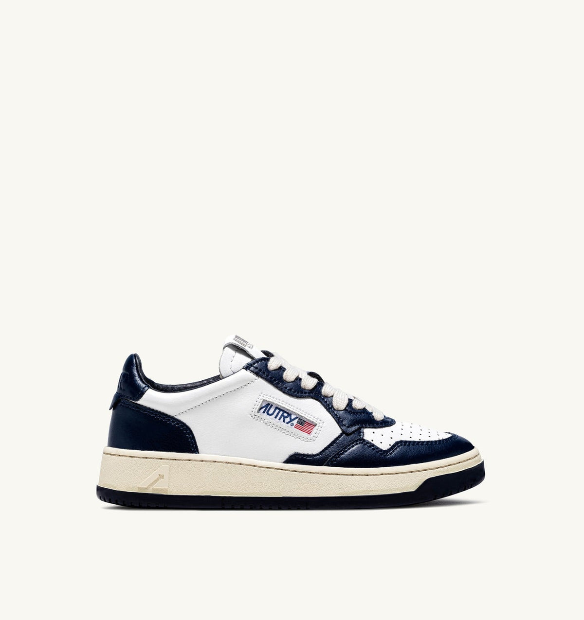 Man MEDALIST LOW BICOLOR SNEAKERS IN WHITE AND BLUE LEATHER