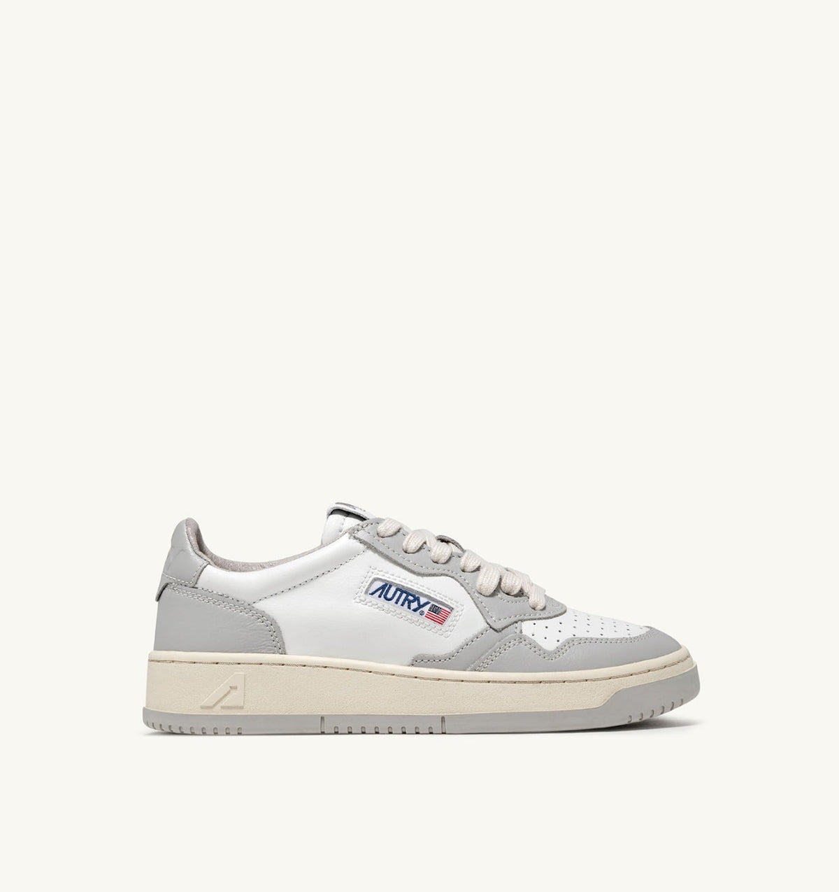 Man MEDALIST LOW BICOLOR SNEAKERS IN WHITE AND VAPOR LEATHER