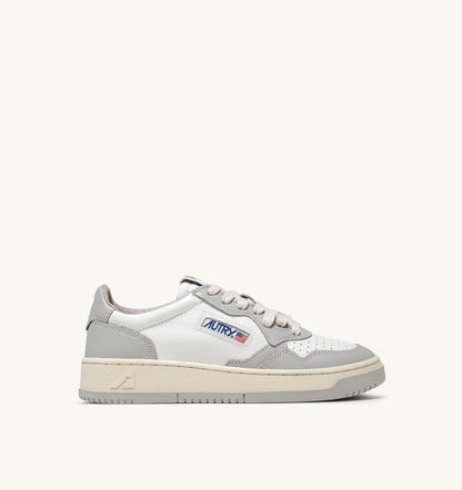 Man MEDALIST LOW BICOLOR SNEAKERS IN WHITE AND VAPOR LEATHER