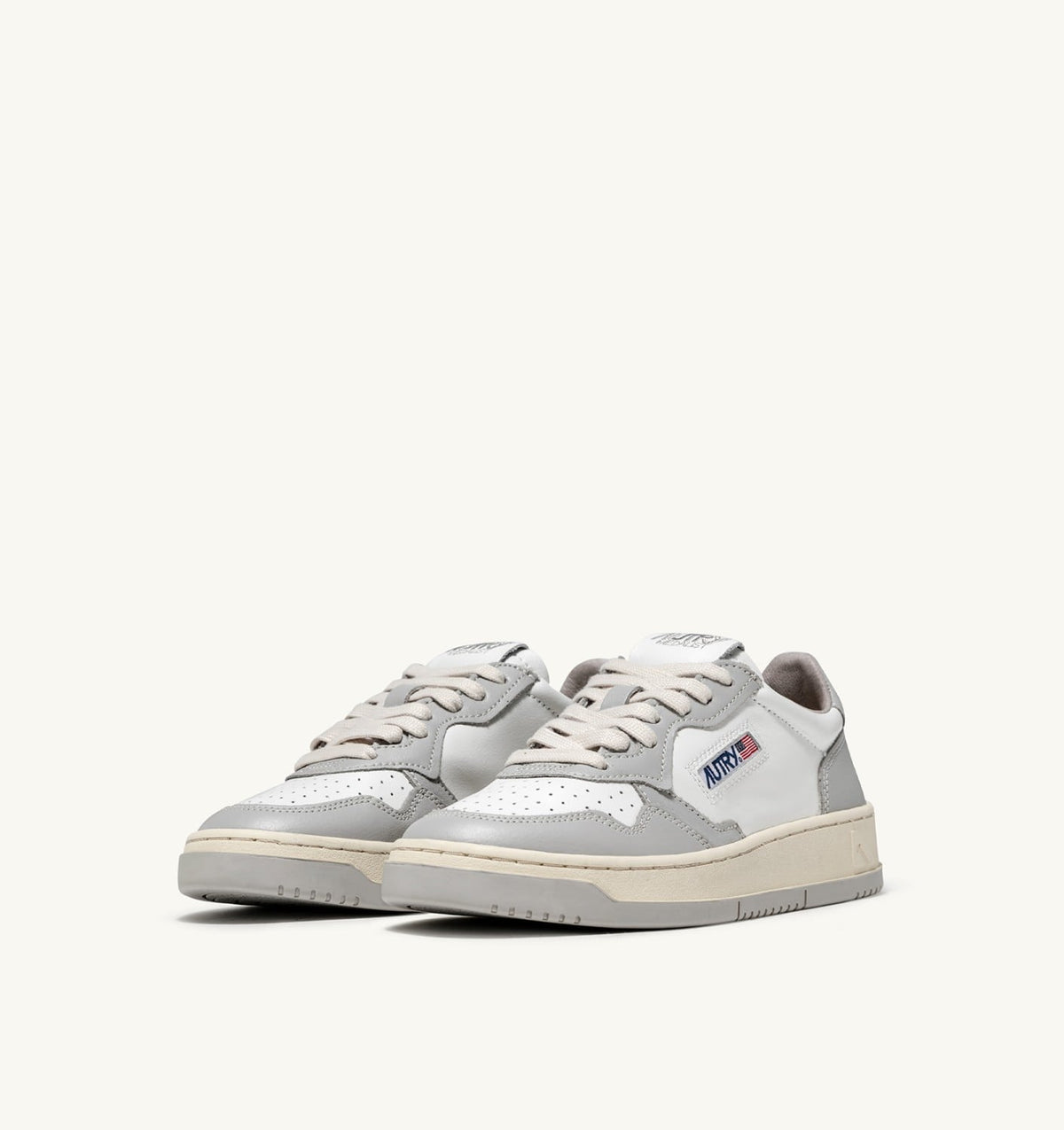 Man MEDALIST LOW BICOLOR SNEAKERS IN WHITE AND VAPOR LEATHER