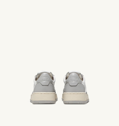 Man MEDALIST LOW BICOLOR SNEAKERS IN WHITE AND VAPOR LEATHER