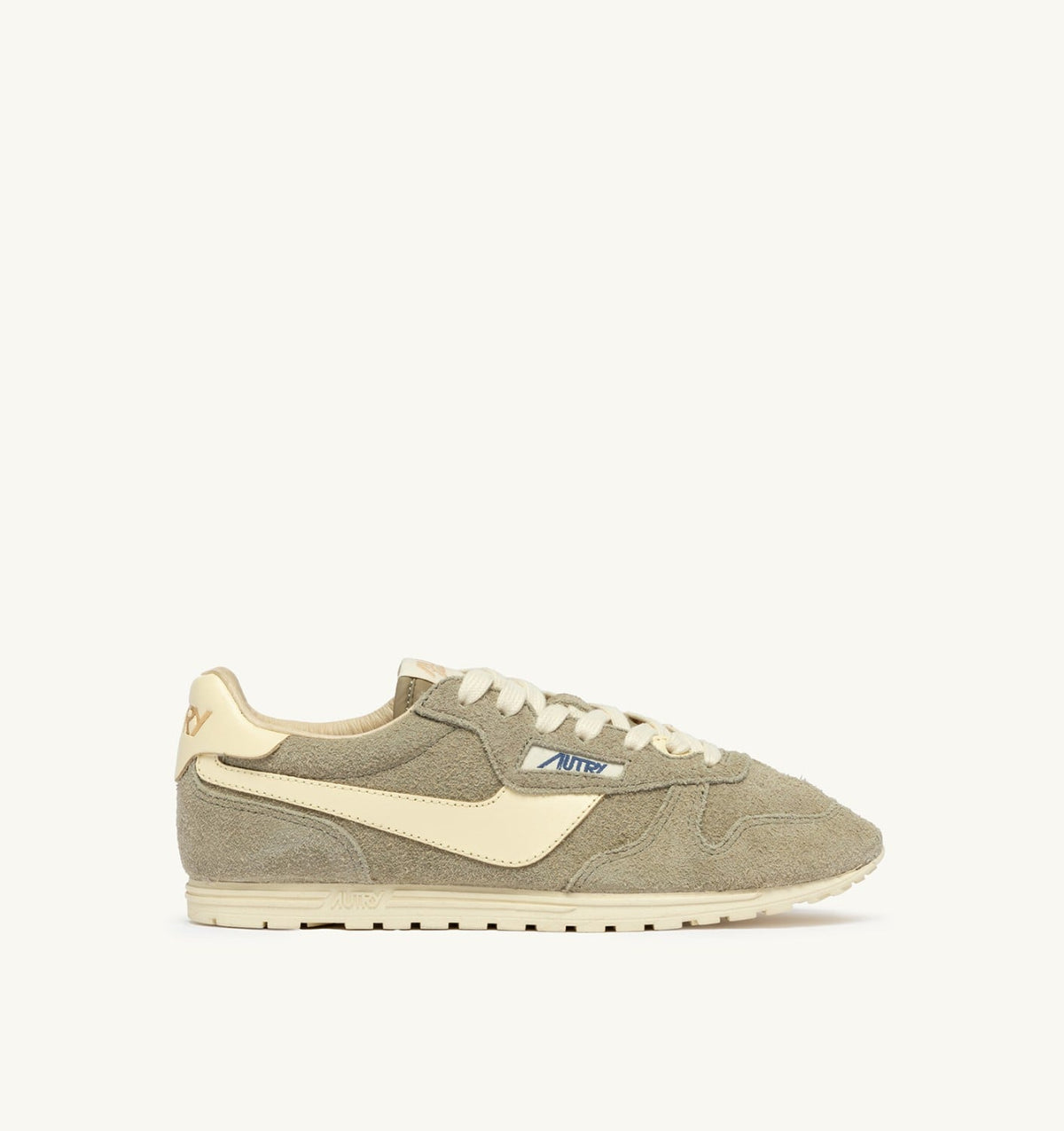 Man WINDSPIN SNEAKERS IN GRAY GREEN AND RUTABAGA SUEDE AND LEATHER