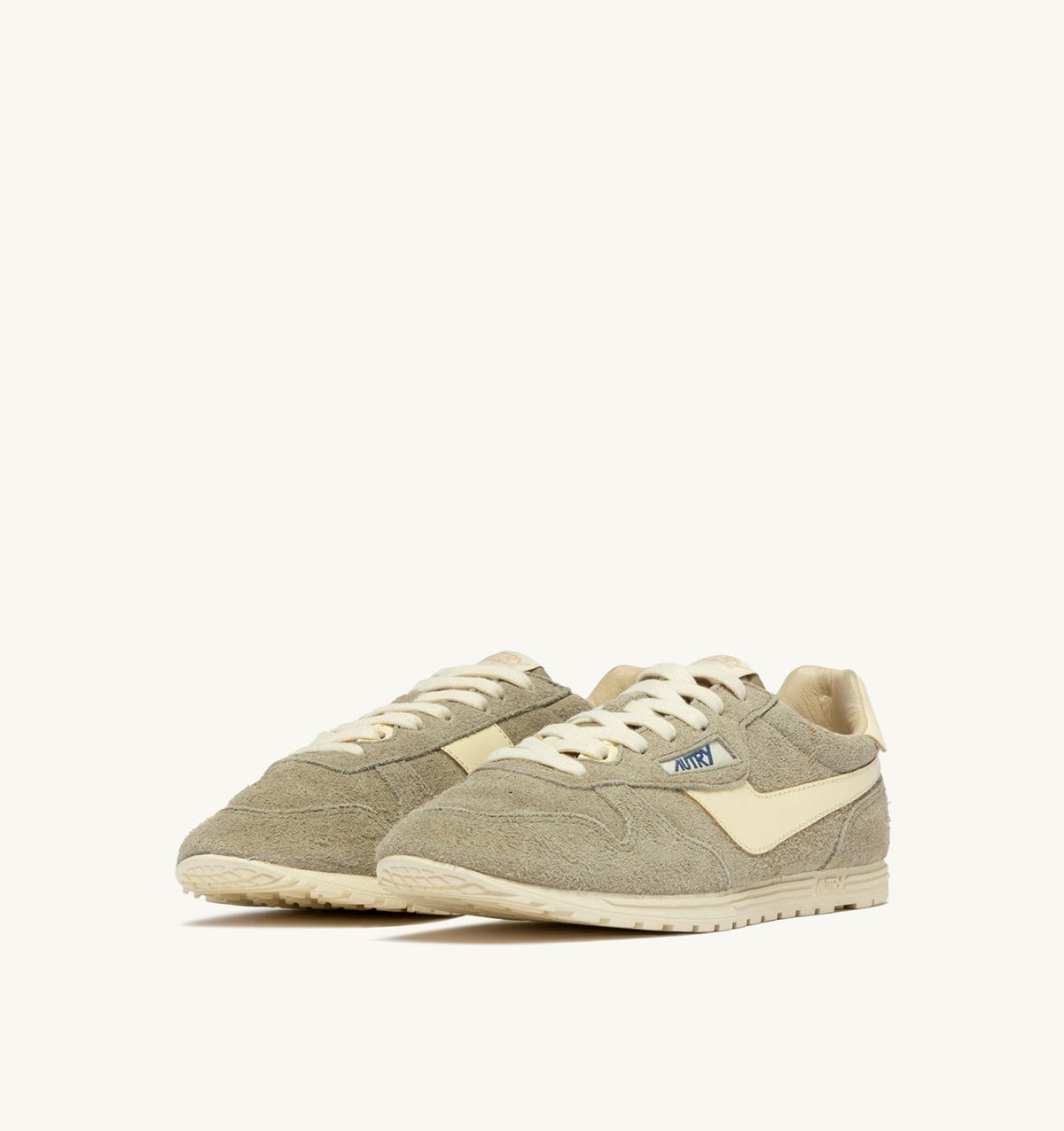 Man WINDSPIN SNEAKERS IN GRAY GREEN AND RUTABAGA SUEDE AND LEATHER