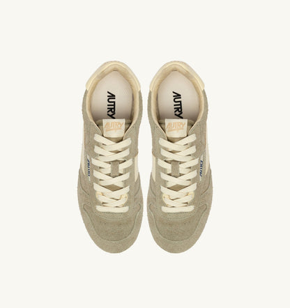 Man WINDSPIN SNEAKERS IN GRAY GREEN AND RUTABAGA SUEDE AND LEATHER