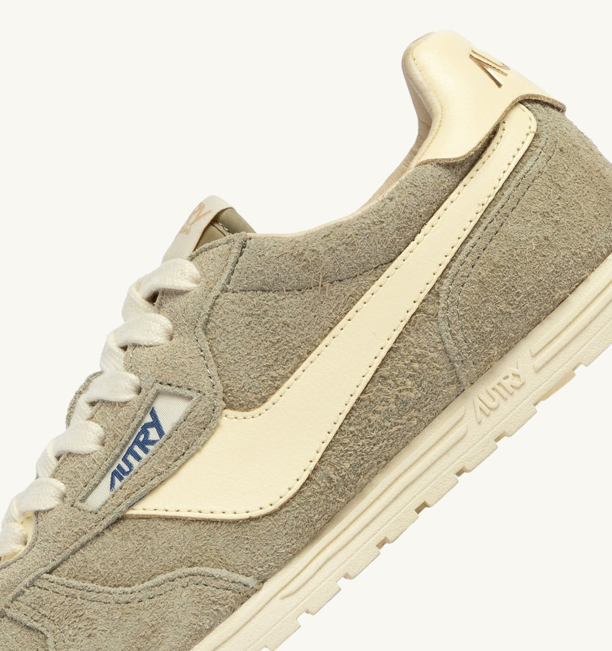 Man WINDSPIN SNEAKERS IN GRAY GREEN AND RUTABAGA SUEDE AND LEATHER