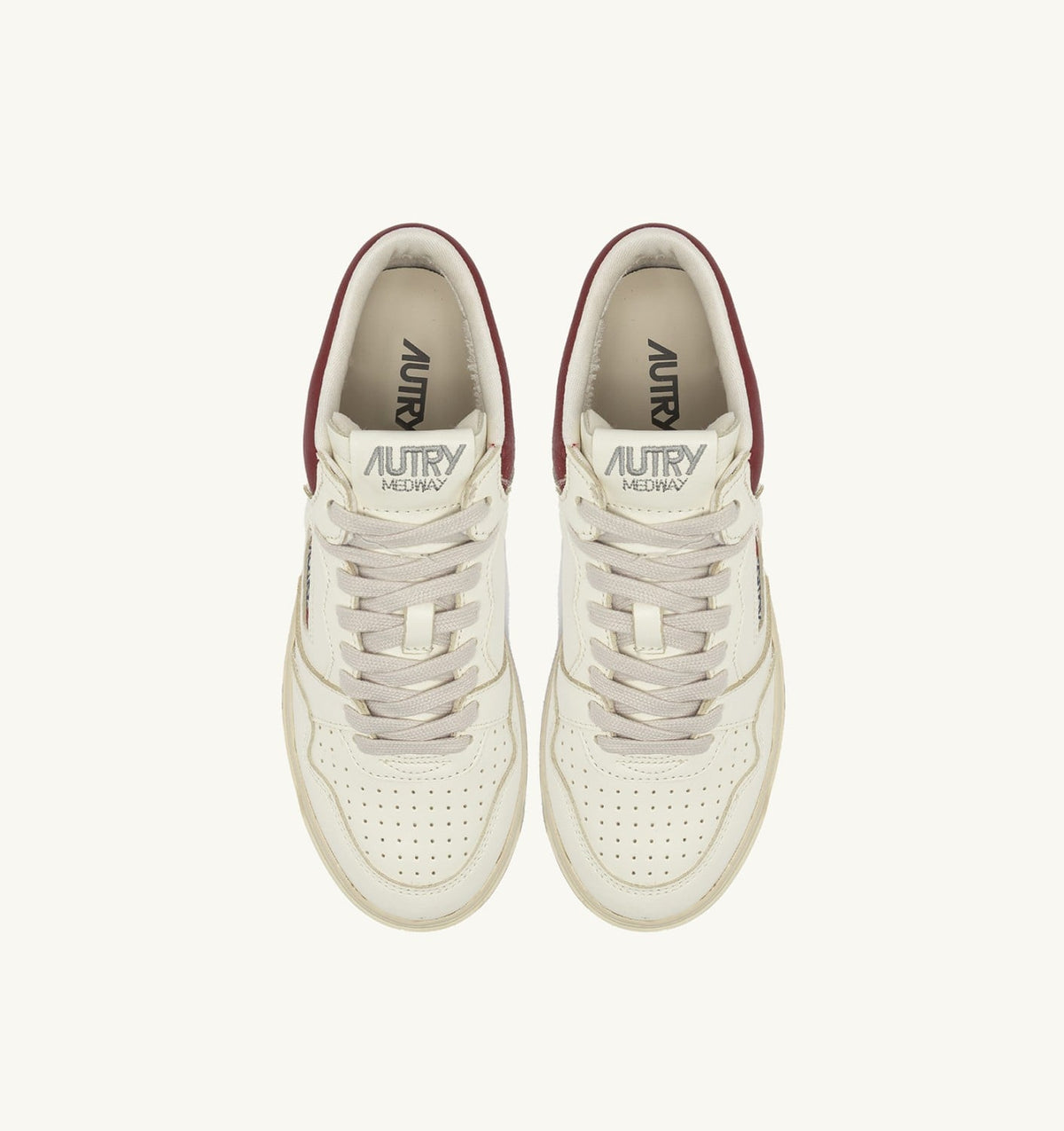 Man MED-WAY SNEAKERS IN LEATHER COLOR MARSHMALLOW AND SYRAH