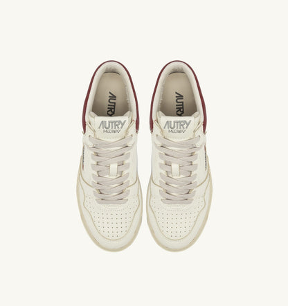 Man MED-WAY SNEAKERS IN LEATHER COLOR MARSHMALLOW AND SYRAH
