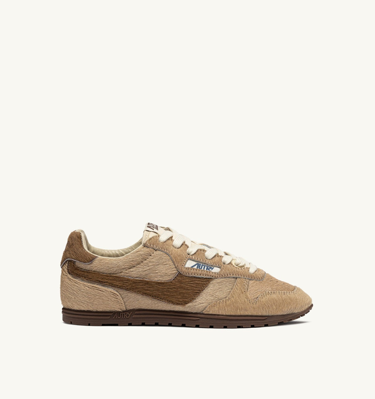Woman WINDSPIN SNEAKERS IN BEIGE AND BROWN PONY HAIR EFFECT