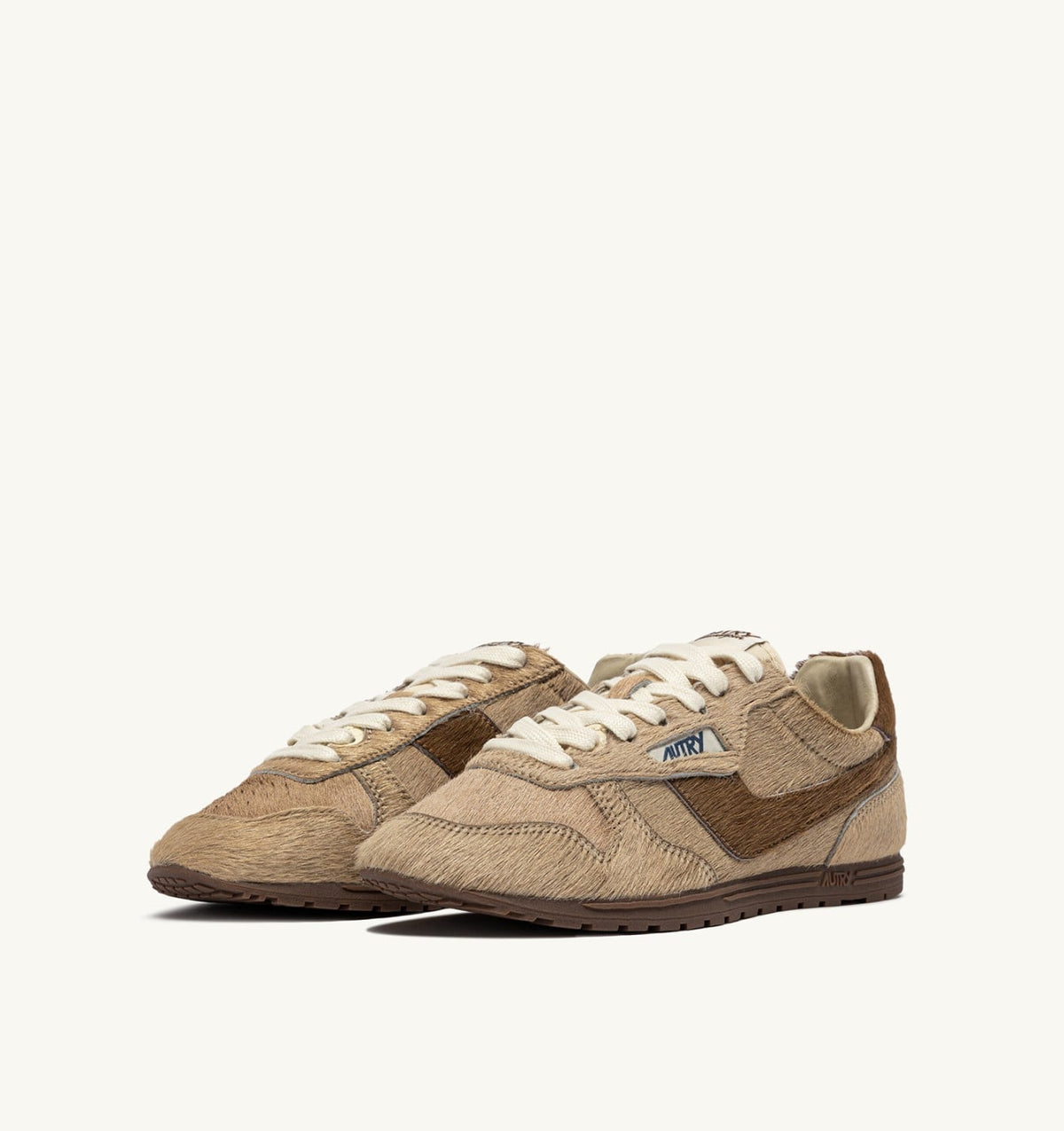 Woman WINDSPIN SNEAKERS IN BEIGE AND BROWN PONY HAIR EFFECT