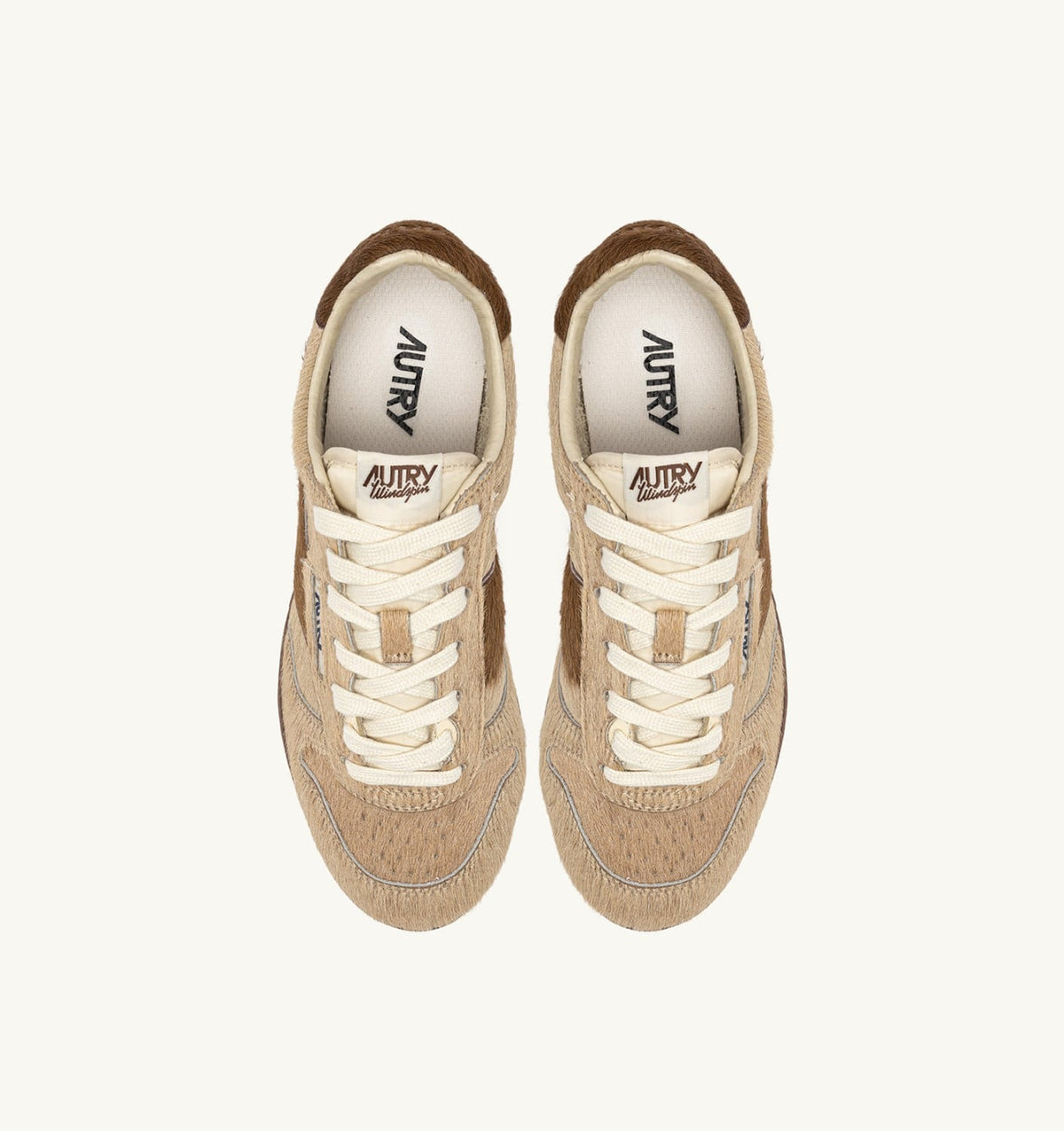 Woman WINDSPIN SNEAKERS IN BEIGE AND BROWN PONY HAIR EFFECT
