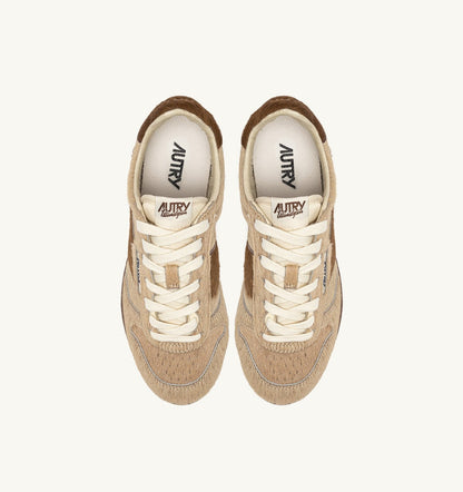 Woman WINDSPIN SNEAKERS IN BEIGE AND BROWN PONY HAIR EFFECT