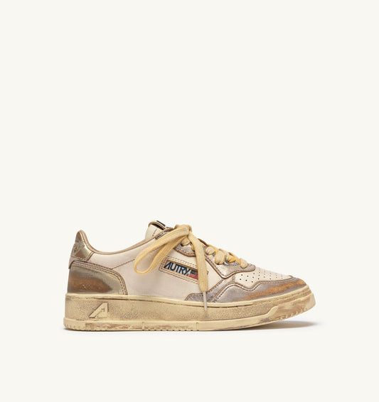Woman MEDALIST LOW SUPER VINTAGE SNEAKERS IN SILVER AND PLATINUM LEATHER