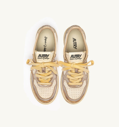Woman MEDALIST LOW SUPER VINTAGE SNEAKERS IN SILVER AND PLATINUM LEATHER