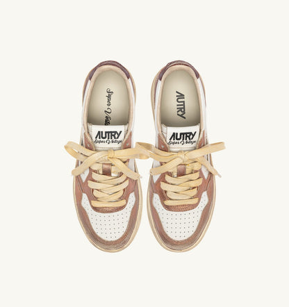 Woman MEDALIST LOW SUPER VINTAGE SNEAKERS IN RISING SUN AND JASPER LEATHER