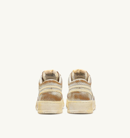 Woman MED-WAY SUPER VINTAGE SNEAKERS IN SILVER AND MARSHMALLOW SNAKE-PRINT LEATHER