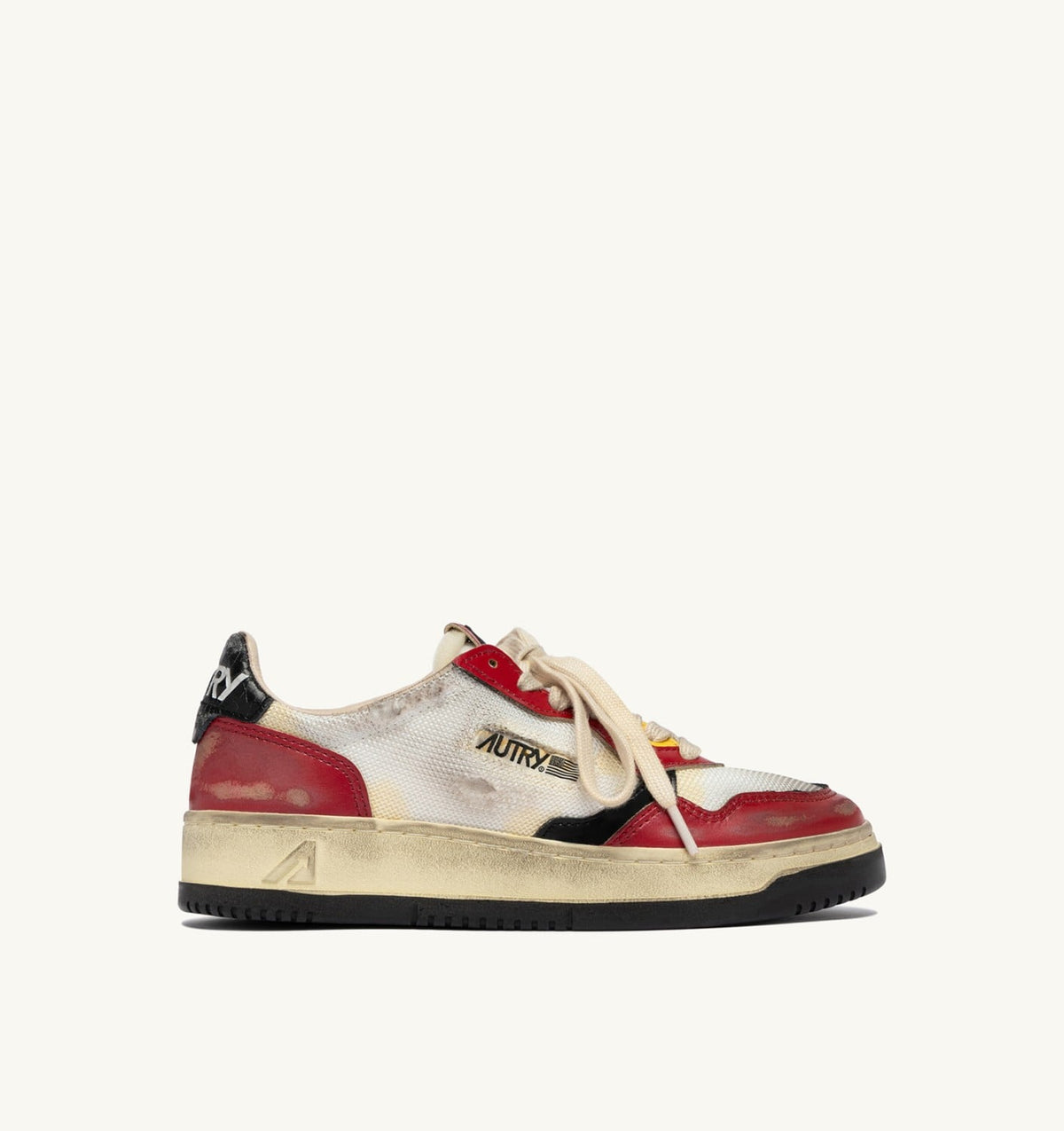 Woman MEDALIST LOW SUPER VINTAGE SNEAKERS IN RED AND MESH WHITE LEATHER