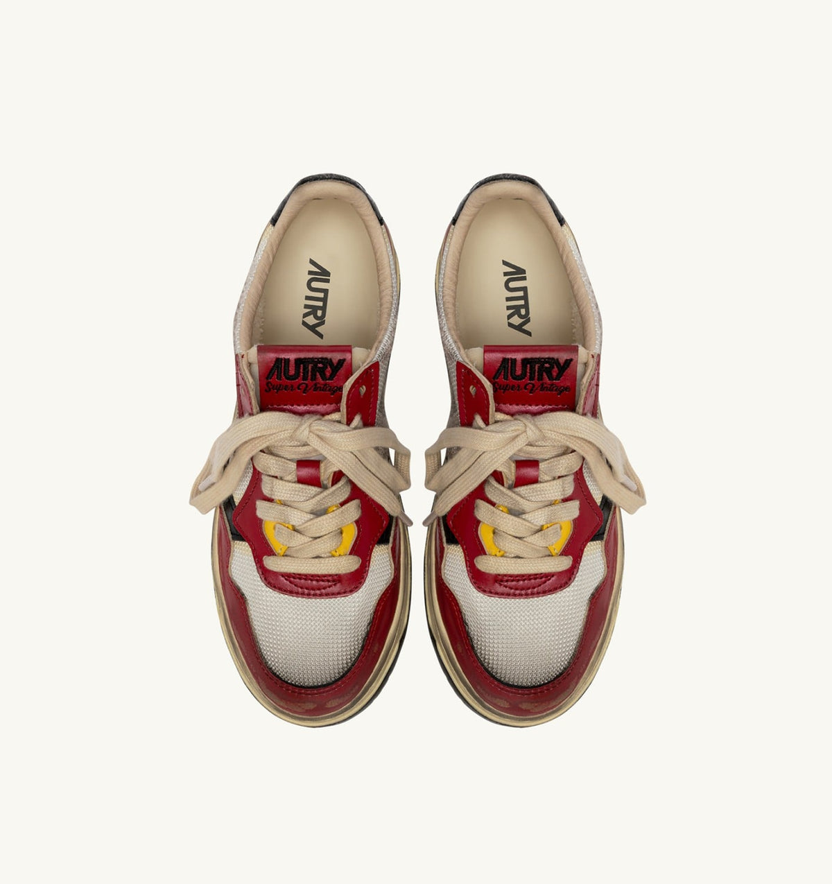 Woman MEDALIST LOW SUPER VINTAGE SNEAKERS IN RED AND MESH WHITE LEATHER