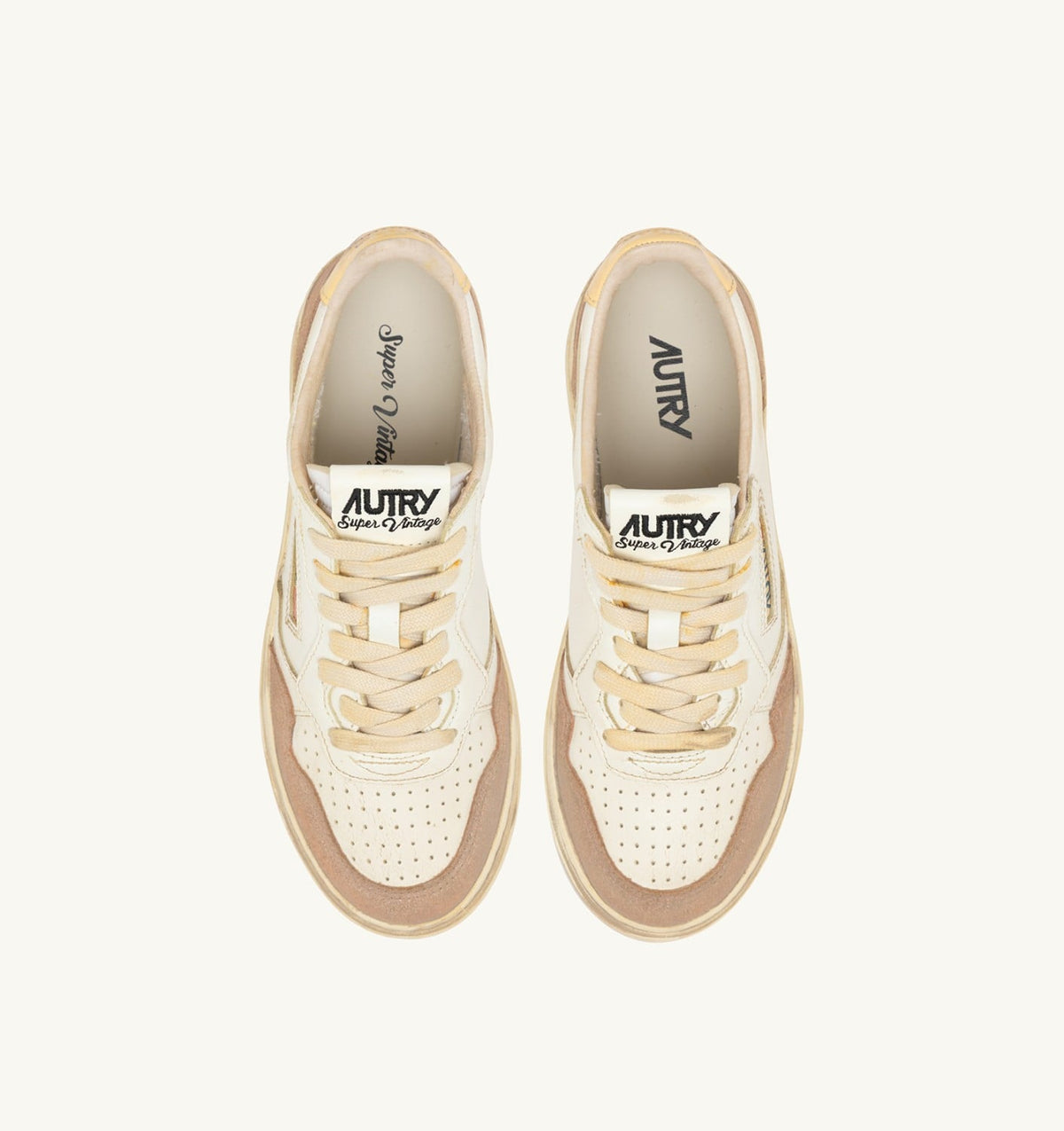 Woman MEDALIST LOW SUPER VINTAGE SNEAKERS IN WHITE AND PHARD LEATHER AND SUEDE