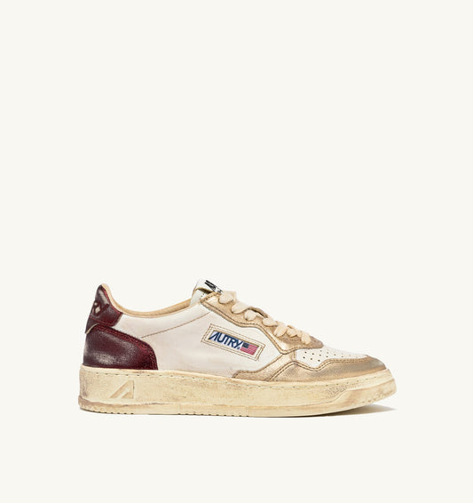 Woman MEDALIST LOW SUPER VINTAGE SNEAKERS IN PLATINUM AND VIOLET BRUSHED LEATHER