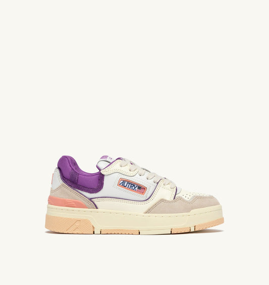 Woman SNEAKERS CLC LOW IN WHITE SAND AND DEWBERRY LEATHER AND SUEDE