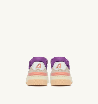 Woman SNEAKERS CLC LOW IN WHITE SAND AND DEWBERRY LEATHER AND SUEDE