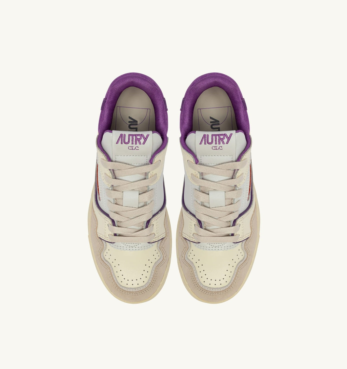 Woman SNEAKERS CLC LOW IN WHITE SAND AND DEWBERRY LEATHER AND SUEDE