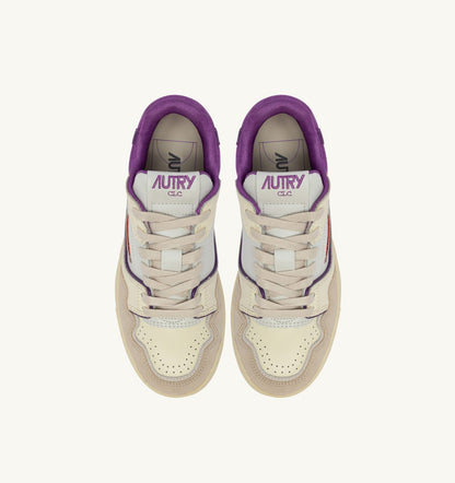 Woman SNEAKERS CLC LOW IN WHITE SAND AND DEWBERRY LEATHER AND SUEDE