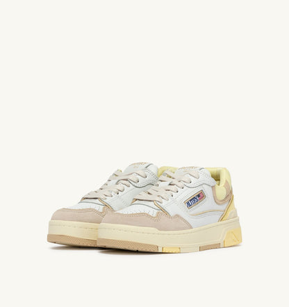 Woman SNEAKERS CLC LOW IN WHITE BOULDER AND LEMON MERINGUE LEATHER AND SUEDE
