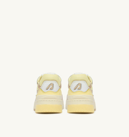 Woman SNEAKERS CLC LOW IN WHITE BOULDER AND LEMON MERINGUE LEATHER AND SUEDE