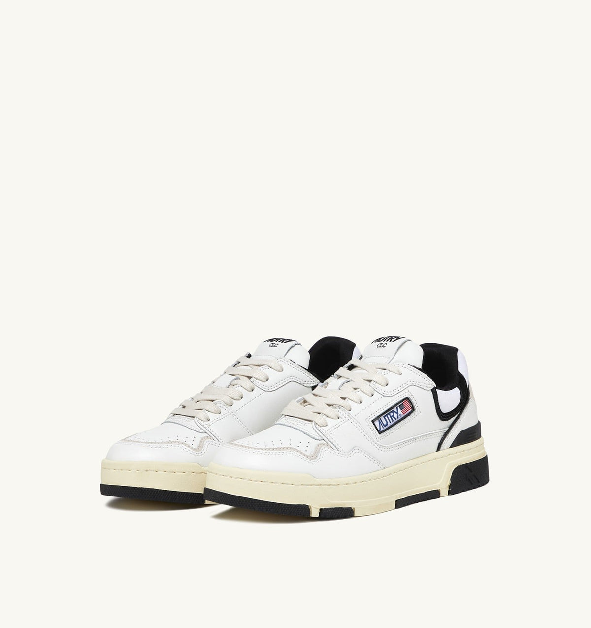 Woman CLC LOW SNEAKERS IN WHITE LEATHER AND BLACK SUEDE